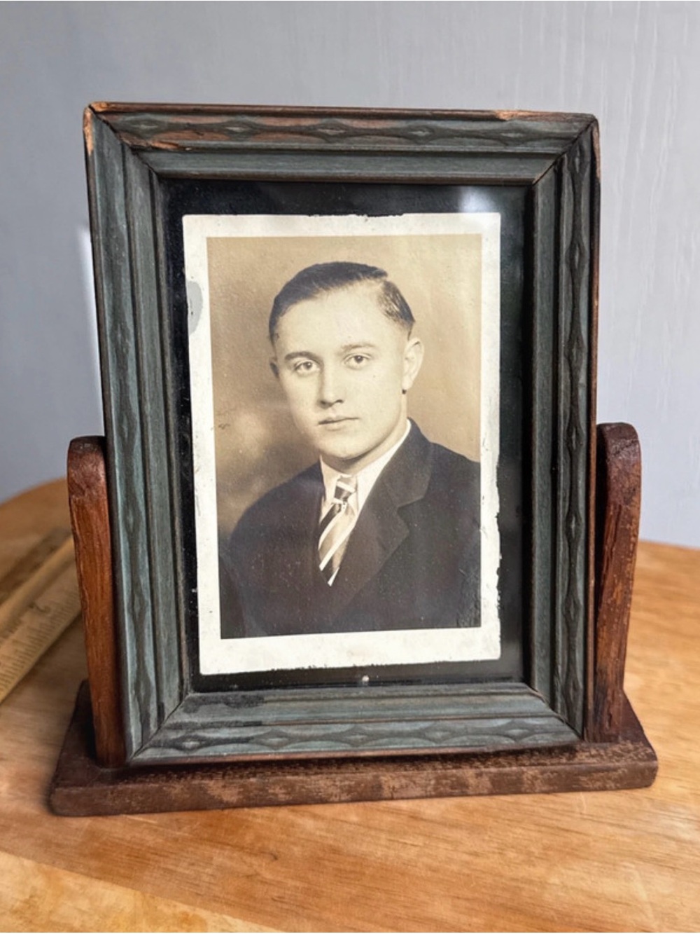 Vintage swing swivel frame rustic black white photograph granny core